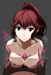 Rule 34 | 1boy, 1girl, anna (fire emblem), breasts, censored, fire emblem, fire emblem awakening, hetero, long hair, looking at viewer, nintendo, paizuri, penis, ponytail, red eyes, red hair