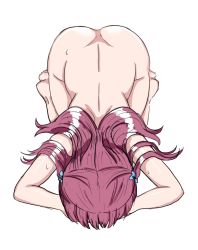 Rule 34 | 1girl, artist request, ass, completely nude, dogeza, drawfag, from above, full body, girlish number, karasuma chitose (girlish number), kneeling, long hair, naked dogeza, nude, pov, purple hair, solo, white background