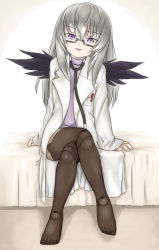 Rule 34 | 00s, doctor, doll joints, glasses, joints, lab coat, pantyhose, purple eyes, rozen maiden, silver hair, solo, stethoscope, suigintou, wings
