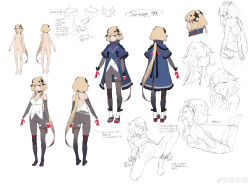 Rule 34 | absurdres, bdsm, blonde hair, blush, bondage, bound, character sheet, completely nude, detached sleeves, expressions, from side, girls&#039; frontline, highres, long hair, low ponytail, multiple views, nude, official art, oop, savage 99 (girls&#039; frontline), turnaround, very long hair
