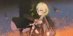 Rule 34 | 1girl, alzi xiaomi, armor, black cape, bracer, byleth (female) (fire emblem), byleth (fire emblem), cape, closed mouth, cowboy shot, enlightened byleth (female), fire emblem, fire emblem: three houses, frown, green eyes, green hair, hair between eyes, highres, long hair, looking at viewer, navel, nintendo, outdoors, shoulder armor, solo, standing, v-shaped eyebrows