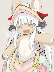 Rule 34 | 10s, artist request, brown eyes, furry, highres, long hair, made in abyss, nanachi (made in abyss), open mouth, white hair
