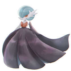 Rule 34 | alternate color, aoi (pzep8583), bad id, bad pixiv id, blurry, brown eyes, chromatic aberration, closed mouth, colored skin, commentary request, creatures (company), flipped hair, full body, game freak, gardevoir, gen 3 pokemon, green hair, highres, mega gardevoir, mega pokemon, nintendo, pokemon, pokemon (creature), shiny pokemon, short hair, simple background, solo, white background, white skin
