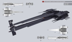 Rule 34 | 3d, battleship (eve online), blueprint (medium), caldari state (eve online), character sheet, commentary, concept art, emblem, eve online, from side, glowing, grey background, grey theme, highres, ignusdei, military vehicle, multiple views, no humans, original, science fiction, simple background, spacecraft, vehicle focus