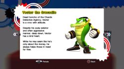 Rule 34 | 1boy, 3d, character profile, crocodile, crocodilian, game screenshot, male focus, solo, sonic (series), sonic generations, standing, tagme, vector the crocodile
