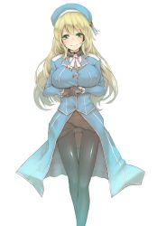Rule 34 | 10s, 1girl, atago (kancolle), black gloves, black pantyhose, blonde hair, blush, breasts, gloves, green eyes, hat, kantai collection, large breasts, long hair, looking at viewer, military, military uniform, nami nami nami, panties, panties under pantyhose, pantyhose, personification, smile, solo, underwear, uniform