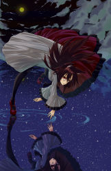 Rule 34 | 1girl, animal ears, ayaayaunknown, berabou, brooch, brown hair, cloud, double dealing character, dress, full moon, highres, imaizumi kagerou, jewelry, long hair, long sleeves, looking at viewer, moon, night, night sky, open mouth, red eyes, reflection, ripples, sky, solo, touhou, walking, walking on liquid, water, wide sleeves, wolf ears