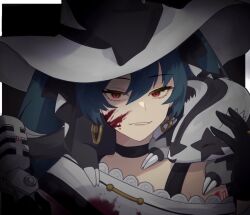 Rule 34 | 1girl, bare shoulders, black bow, black choker, blood, blood on face, blue eyes, bow, choker, commentary, creatures (company), dark miku (project voltage), earrings, galarian form, galarian linoone, game freak, gen 8 pokemon, hat, hat bow, hatsune miku, jewelry, kkanyong, microphone, nintendo, on shoulder, pokemon, pokemon (creature), pokemon on shoulder, project voltage, shoulder tattoo, tattoo, vocaloid