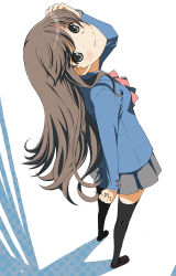 Rule 34 | brown eyes, brown hair, hirokiku, legs, long hair, original, school uniform, skirt, solo, thighhighs, zettai ryouiki
