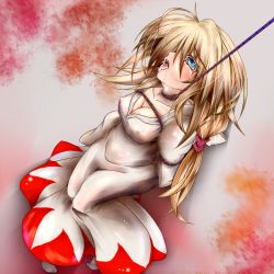 Rule 34 | arms behind back, artist request, asphyxiation, bdsm, blonde hair, bondage, bound, breasts, cleavage, final fantasy, hanged, highres, medium breasts, tears, white mage (final fantasy)