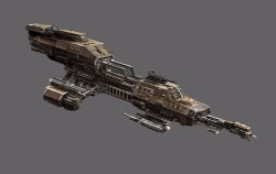 Rule 34 | commentary, concept art, eve online, from side, glowing, grey background, hauling ship (eve online), minmatar republic (eve online), no humans, original, papermario1000, science fiction, simple background, spacecraft, spaceship, vehicle focus