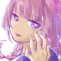 Rule 34 | 1girl, akanbe, braid, dot nose, eyelid pull, hand on own face, highres, kaf (kamitsubaki studio), kamitsubaki studio, looking at viewer, low twin braids, memori (egachachachan), multicolored eyes, pink hair, short hair, simple background, solo, tongue, tongue out, twin braids, virtual youtuber, white background, yellow pupils