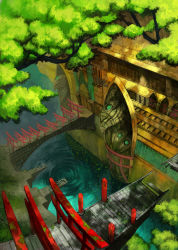 Rule 34 | bridge, lack, no humans, original, ripples, scenery, torii, tree