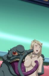Rule 34 | alien, blonde hair, bozuk, breasts, closed eyes, highres, iris rebel, large breasts, long hair, monster sex, nude, open mouth, pixy (company), rape, screencap, sex slave, soukou kijo iris, stitched, third-party edit
