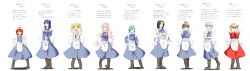 Rule 34 | 6+girls, absurdres, blonde hair, blue eyes, blue hair, boots, bow, cross-laced footwear, fairy, fairy maid (touhou), female focus, glasses, highres, lace-up boots, long hair, long image, maid, maid headdress, multiple girls, niwatazumi, open mouth, red eyes, red hair, short hair, smile, touhou, translation request, wide image, wings