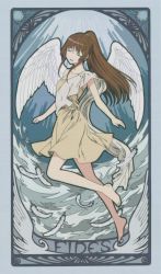 Rule 34 | 1girl, angel wings, barefoot, cardcaptor sakura, closed eyes, highres, inamori yuzuru, maria holic, non-web source, parody, screencap, solo, wings