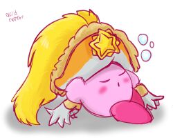 Rule 34 | closed eyes, kirby, kirby (series), kirby and the forgotten land, nintendo, noble ranger kirby, non-web source, ranger kirby, sleeping, white background
