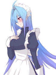 Rule 34 | 1girl, alternate costume, bad id, bad pixiv id, blue hair, breasts, commentary request, highres, himo, kos-mos, long hair, maid, medium breasts, solo, very long hair, xenosaga