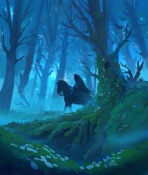 Rule 34 | cape, denis istomin, fantasy, fog, forest, hood, hooded cape, horse, tolkien&#039;s legendarium, nature, nazgul, outdoors, riding, scenery, the lord of the rings, tree