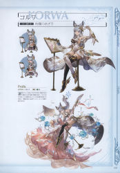 Rule 34 | 10s, 1girl, absurdres, animal ears, asymmetrical legwear, bare shoulders, blue eyes, cat ears, chibi, dress, elbow gloves, erune, feathers, fingerless gloves, flower, full body, gloves, granblue fantasy, hair ornament, highres, holding, korwa, crossed legs, long hair, looking at viewer, minaba hideo, mismatched legwear, non-web source, official art, overskirt, quill, scan, silver hair, simple background, sitting, smile, solo, sparkle, thighhighs, zettai ryouiki