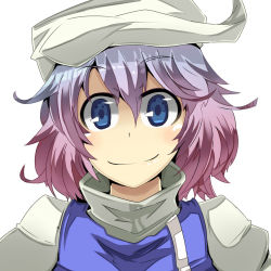 Rule 34 | 1girl, blue eyes, blue hair, gradient hair, hat, letty whiterock, looking at viewer, matching hair/eyes, multicolored hair, portrait, purple hair, short hair, simple background, smile, solo, touhou, yet you