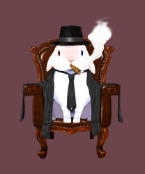 Rule 34 | rabbit, cigar, hat, heterochromia, lilac (artist), lilac (p-f easy), necktie, no humans, original, smoking, solo