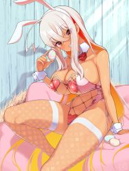 Rule 34 | 1girl, ahoge, animal ears, artist name, atatame masuka, blonde hair, blue background, blush, bow, bowtie, breasts, collarbone, colored inner hair, covered erect nipples, crossed bangs, detached collar, easter, easter egg, egg, fake animal ears, female focus, fishnet thighhighs, fishnets, gradient hair, grin, hairband, hand up, happy, head tilt, heart maebari, heart pasties, holding, holding egg, huge ahoge, knee up, large breasts, leaning forward, leotard, light blush, long hair, looking at viewer, maebari, multicolored hair, navel, on bed, orange hair, original, pasties, pink leotard, playboy bunny, rabbit ears, red bow, red bowtie, red eyes, revealing clothes, sidelocks, signature, sitting, smile, solo, strapless, strapless leotard, teeth, thighhighs, very long hair, white hair, white hairband, white thighhighs, wrist cuffs