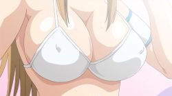 Rule 34 | 10s, 1girl, animated, animated gif, blonde hair, bouncing breasts, breasts, brown hair, cleavage, covered erect nipples, head out of frame, huge breasts, oppai no ouja 48, solo, sweat, yasumaru tomoe