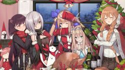 Rule 34 | 6+girls, alcohol, alternate costume, animal costume, apple, blue eyes, blush, bottle, breasts, brown hair, candle, candlestand, champagne, christmas, christmas ornaments, christmas tree, cleavage, cloak, closed eyes, fal (girls&#039; frontline), fal (winter supply) (girls&#039; frontline), ferret, fingernails, food, fork, fruit, girls&#039; frontline, green eyes, highres, hood, hooded cloak, large breasts, long hair, medium breasts, mg5 (crimson guardian) (girls&#039; frontline), mg5 (girls&#039; frontline), multiple girls, ntw-20 (girls&#039; frontline), ntw-20 (xmas reindeer) (girls&#039; frontline), official alternate costume, official art, open mouth, pink hair, potato, purple hair, red eyes, reindeer costume, santa costume, scarf, short hair, silver hair, smile, springfield (girls&#039; frontline), springfield (o holy night) (girls&#039; frontline), suomi (girls&#039; frontline), suomi (korvatunturi pixie) (girls&#039; frontline), sweater, turkey (food), wa2000 (date in the snow) (girls&#039; frontline), wa2000 (girls&#039; frontline), window, wine bottle