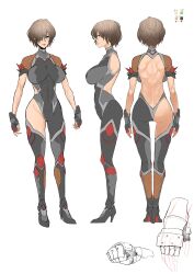 Rule 34 | 1girl, absurdres, adapted costume, amatsu anri, ass, back, blush stickers, bodysuit, boots, breasts, character sheet, concept art, curvy, eyepatch, female focus, fingerless gloves, full body, gloves, green eyes, highleg, highleg leotard, highres, huge ass, impossible bodysuit, impossible clothes, impossible leotard, large breasts, leotard, lilith-soft, lips, looking at viewer, looking back, multiple views, revealing clothes, shindol, shiny clothes, shiny skin, skindentation, solo, taimanin (series), taimanin rpgx, taimanin suit, thong, thong leotard, white background, wide hips