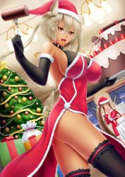 Rule 34 | 10s, 2girls, absurdres, alcohol, alternate costume, black gloves, black legwear, blonde hair, breasts, brown eyes, brown hair, cake, champagne, champagne flute, chandelier, character check, christmas, christmas ornaments, christmas tree, collar, cup, curtains, dark skin, dark-skinned female, dress, drinking glass, eating, elbow gloves, food, fruit, fur trim, gift, glasses, gloves, hair between eyes, halterneck, hat, highres, kantai collection, large breasts, masatoki, multiple girls, musashi (kancolle), neck, red dress, revision, sack, santa costume, santa hat, short hair, snowing, strawberry, swiss roll, thighhighs, thighs, twintails, two side up, window, yamato (kancolle)