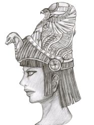 Rule 34 | 1girl, ancient egypt, egyptian, female focus, hat, hyura, monochrome, original, portrait, simple background, solo, white background