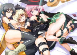 Rule 34 | 10s, 3girls, :o, black gloves, black hair, black legwear, blonde hair, breasts, brown eyes, cameltoe, china dress, chinese clothes, dress, female focus, gloves, hair ornament, halloween, hat, konjiki no yami, kotegawa yui, legs, licking, long hair, lying, medium breasts, momo velia deviluke, multiple girls, nipples, no panties, open mouth, panties, ponytail, purple eyes, pussy juice, red eyes, shiny clothes, small breasts, strap, tail, tanaka hitoriaruki, thigh strap, thighhighs, to love-ru, to love-ru darkness, tongue, tongue out, torn clothes, twintails, underwear, upskirt, wet, wet clothes, wet panties, white panties, witch hat, yellow panties, yuri