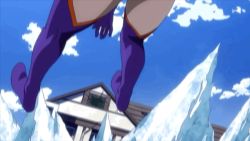 Rule 34 | 1girl, animated, animated gif, ass, ass focus, blonde hair, blue gloves, blue thighhighs, bodysuit, boku no hero academia, breasts, cloud, falling, fatgum, giant, giantess, gloves, huge ass, long hair, mount lady, screencap, sky, subtitled, thick thighs, thighhighs, thighs