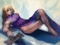 Rule 34 | 1boy, bad id, bad pixiv id, barefoot, blonde hair, china dress, chinese clothes, crossdressing, dress, feet, green eyes, legs, crossed legs, long hair, male focus, manly, moreshan, muscular, scar, siegfried schtauffen, solo, soul calibur, sword, toes, trap, weapon