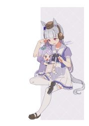 Rule 34 | aged down, animal ears, book, bow, bowtie, brown footwear, child, commentary request, crossed legs, gold ship (umamusume), hair bow, headgear, height difference, highres, horse ears, horse girl, horse tail, koruri, long hair, mary janes, matching outfits, mejiro mcqueen (umamusume), pillbox hat, pleated skirt, puffy short sleeves, puffy sleeves, purple bow, purple bowtie, purple hair, purple shirt, red eyes, sailor collar, school uniform, serafuku, shirt, shoes, short hair, short sleeves, sitting, skirt, tail, thighhighs, tracen school uniform, umamusume, white skirt, white thighhighs, zettai ryouiki