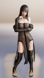 Rule 34 | 1girl, 20s, 3d, animated, arm support, asymmetrical gloves, bare shoulders, black collar, black dress, black footwear, black gloves, black hair, blender (medium), blunt bangs, blurry, blurry background, boots, breasts, closed eyes, collar, covered erect nipples, dancing, dress, elbow gloves, female focus, final fantasy, final fantasy xv, fur-trimmed gloves, fur trim, gentiana, gloves, hand on own face, heeled boots, high heels, highres, huge filesize, large breasts, lazyprocrastinator, long dress, long hair, looping animation, medium hair, nipples, no bra, no panties, pussy, revealing clothes, see-through, see-through dress, sheer dress, solo, square enix, straight hair, swaying, thigh boots, thighhighs, toeless footwear, uncensored, video, zipper