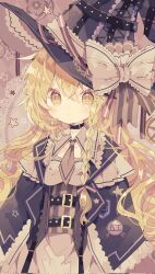 Rule 34 | 1girl, :/, black choker, black hat, black jacket, blonde hair, bow, braid, choker, closed mouth, commentary, corrupted twitter file, grey necktie, grey shirt, hair between eyes, hat, hat bow, heart, heart in eye, highres, jacket, kirisame marisa, long hair, looking at viewer, necktie, nikorashi-ka, open clothes, open jacket, shirt, single braid, solo, star (symbol), striped clothes, striped shirt, symbol in eye, touhou, upper body, vertical-striped clothes, vertical-striped shirt, white bow, witch hat, yellow eyes