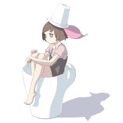Rule 34 | 1girl, bad id, bad pixiv id, barefoot, cup, f-cla, feet, female focus, hat, in container, in cup, mini person, minigirl, mug, solo, spread toes, toes
