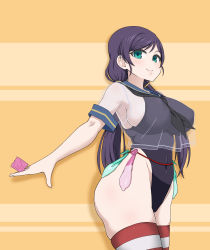 Rule 34 | 10s, 1girl, absurdres, breasts, condom, condom belt, condom packet strip, condom wrapper, cum, h aipom, highres, large breasts, love live!, love live! school idol project, tojo nozomi, used condom