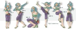 Rule 34 | 1boy, absurdres, alalen, anklet, arabian clothes, arm support, arms up, bridal gauntlets, brown footwear, covered mouth, dancing, detached sleeves, drop shadow, forehead jewel, full body, gerudo set (zelda), green footwear, grey background, halterneck, highres, jewelry, kicking, knee up, link, looking at viewer, looking away, looking back, looking to the side, male focus, mask lift, midriff, mouth veil, multiple views, navel, nintendo, on one knee, pants, purple pants, sheikah slate, shoe soles, shoes, sitting, smile, standing, the legend of zelda, the legend of zelda: breath of the wild, toned, toned male, veil, veil lift, white background