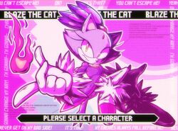 Rule 34 | 1girl, animal ears, blaze the cat, cat ears, cat girl, cat tail, fire, forehead jewel, fur-trimmed footwear, fur-trimmed gloves, fur trim, furry, furry female, gloves, gold necklace, jacket, jewelry, just icyyy, necklace, pants, pink footwear, ponytail, purple fur, purple jacket, sonic (series), sonic rush, tail, white gloves, white pants, yellow eyes