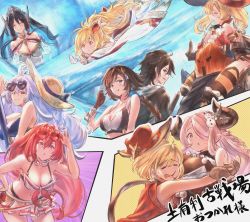 Rule 34 | 2boys, 6+girls, :t, ^ ^, absurdres, adjusting eyewear, ahoge, alexiel (summer) (granblue fantasy), armpits, back-to-back, bare shoulders, between breasts, bikini, blonde hair, blue-framed eyewear, blue eyes, braid, breasts, brown eyes, brown gloves, cain (granblue fantasy), carrying, cleavage, closed eyes, closed mouth, djeeta (granblue fantasy), draph, drooling, eating, eyewear on head, food, gloves, godsworn alexiel, granblue fantasy, gun, hair ornament, hair over one eye, harvin, hat, heart, heart-shaped eyewear, highres, horns, huge filesize, katana, large breasts, leona (granblue fantasy), long hair, mahira (granblue fantasy), meat, microskirt, monk (granblue fantasy), multiple boys, multiple girls, narmaya (granblue fantasy), navel, open mouth, outstretched arms, pink eyes, pink hair, princess long ji (granblue fantasy), red-framed eyewear, red eyes, red hair, rifle, sassakntm, shoulder carry, silva (granblue fantasy), silver hair, single braid, skirt, sunglasses, swimsuit, sword, tiara, triangle mouth, twintails, vaseraga, very long hair, weapon, wide sleeves, zeta (granblue fantasy)
