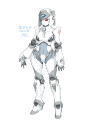 Rule 34 | 1girl, absurdres, arms at sides, breasts, commentary request, full body, highres, humanoid robot, joints, medium breasts, original, red eyes, robot, robot joints, solid eyes, solo, standing, trevor25527766, white background