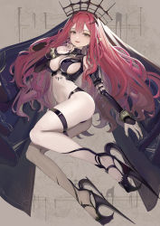 Rule 34 | 1girl, absurdres, ass, bare shoulders, black panties, bracelet, breasts, bridal gauntlets, detached sleeves, earrings, baobhan sith (fate), baobhan sith (second ascension) (fate), fate/grand order, fate (series), grey eyes, highres, jewelry, large breasts, legs, long hair, looking at viewer, navel, open mouth, panties, pink hair, pointy ears, revealing clothes, sidelocks, smile, solo, sunga2usagi, thigh strap, tiara, underwear, veil