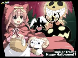 Rule 34 | animal ears, blonde hair, bow, cape, cat ears, cosplay, goat, grey eyes, halloween, hat, highres, hood, little red riding hood, long hair, moon, pink hair, red cape, robe, sheep, short hair, tears, wallpaper, witch