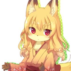 Rule 34 | 1girl, animal ears, bad id, bad pixiv id, blush, copyright request, fox ears, fox tail, furry, furry female, kishibe, long hair, looking at viewer, red eyes, simple background, solo, tail, white background