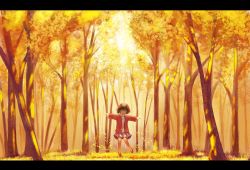 Rule 34 | 1girl, :d, animal ears, autumn, autumn leaves, blouse, blush, commentary, closed eyes, facing viewer, forest, green hair, haneda tomo, highres, kasodani kyouko, letterboxed, long sleeves, nature, open mouth, outdoors, outstretched arms, pink shirt, red footwear, shirt, shoes, short hair, skirt, smile, solo, standing, standing on one leg, touhou, tree, white skirt, wide shot