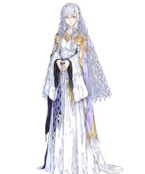 Rule 34 | 1girl, deirdre (fire emblem), fire emblem, fire emblem heroes, full body, highres, long hair, nintendo, official art, own hands together, silver hair, simple background, solo, standing, transparent background, very long hair