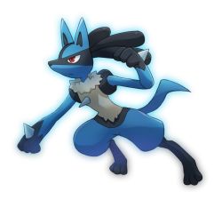 Rule 34 | closed mouth, commentary request, creatures (company), frown, full body, game freak, gen 4 pokemon, glowing, lucario, nintendo, pokemon, pokemon (creature), red eyes, roozin, solo, spikes, toes, yellow fur